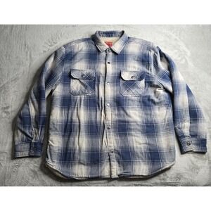 Vintage Big Mac JC Penney Shacket Mens XL Blue Plaid Sherpa Lined Snap Button
